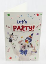 Verjaardag wenskaarten let's party 6 stuks met 3D applicatie - Felicitatie kaarten - Gefeliciteerd kaarten