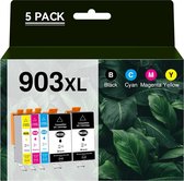 903XL inktcartridges, 903 XL cartridges, compatibel met HP 903XL, voor HP Officejet 6950 6960, Officejet Pro 6970 6960 All-in-One printer, zwart, cyaan, magenta, geel, verpakking van 5 stuks