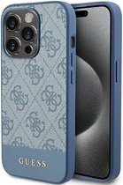 Guess 4G Stripe Back Case - Geschikt voor Apple iPhone 15 Pro (6.1") - Blauw