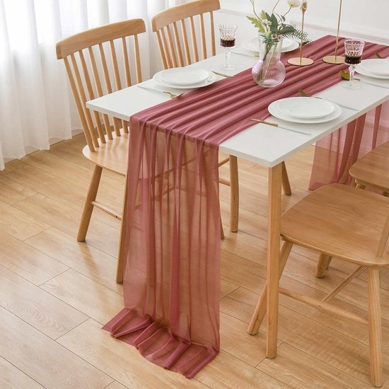 YUNSHANGHE Moderne chiffon tafelloper, 70 x 300 cm, afwasbaar tafelkleed, decoratieve tafelband