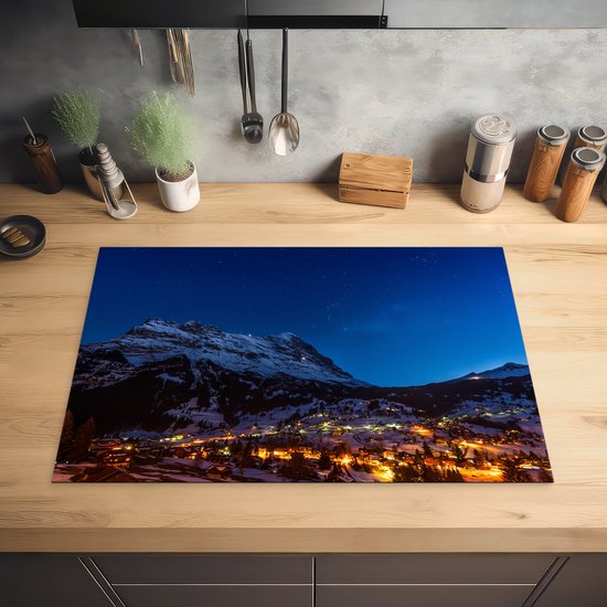 KitchenYeah® Inductie beschermer 76x51.5 cm - Nacht in Grindelwald - Kookplaataccessoires - Afdekplaat voor kookplaat - Inductiebeschermer - Inductiemat - Inductieplaat mat