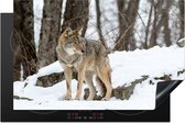 KitchenYeah® Inductie beschermer 80.2x52.2 cm - Wolf - Sneeuw - Bos - Kookplaataccessoires - Afdekplaat voor kookplaat - Inductiebeschermer - Inductiemat - Inductieplaat mat