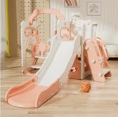 Speeltoren XL Creme/Peach Roze met glijbaan en schommel voor binnen en buiten - Baby - Peuter - Kleuter - Cadeau - 1 jaar - 2 jaar - 3 jaar - Sinterklaas - Kerst - Jongen - Meisje - Schuifaf