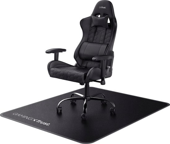 Vloerbeschermingsmat, 99 x 120 cm, stoelkussen voor gamestoel en bureaustoel, kussen voor tapijt en harde vloeren, bureaustoelkussen van robuust materiaal, zwart