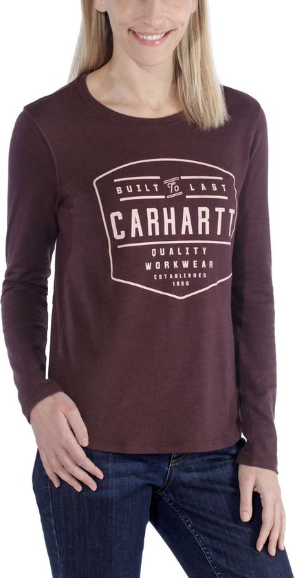 Carhartt Lockhart Graphic Fudge Heather Long Sleeve Shirt Dames S