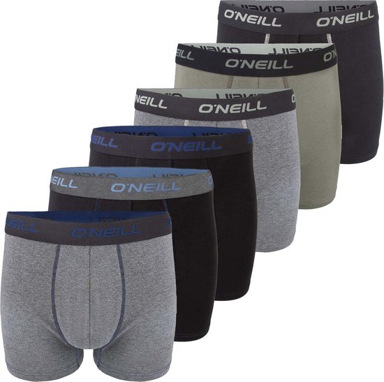 O'Neill Heren Boxershorts Plain 6 Pack 6 Pack Veelkleurig