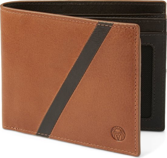 Portefeuille en cuir brun et brun foncé anti-RFID Lind