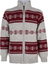 Gebreid Wollen Heren/Uni Vest van Schapenwol met dunne polar Fleece voering en hoge kraag - SHAKALOHA - M Pine GreyRed M