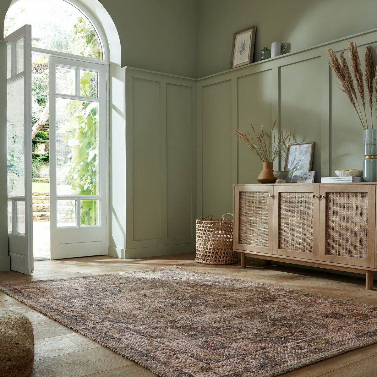 Flycarpets Selena Vintage Laagpolig - Jute Vloerkleed - Groen - 200x290 cm