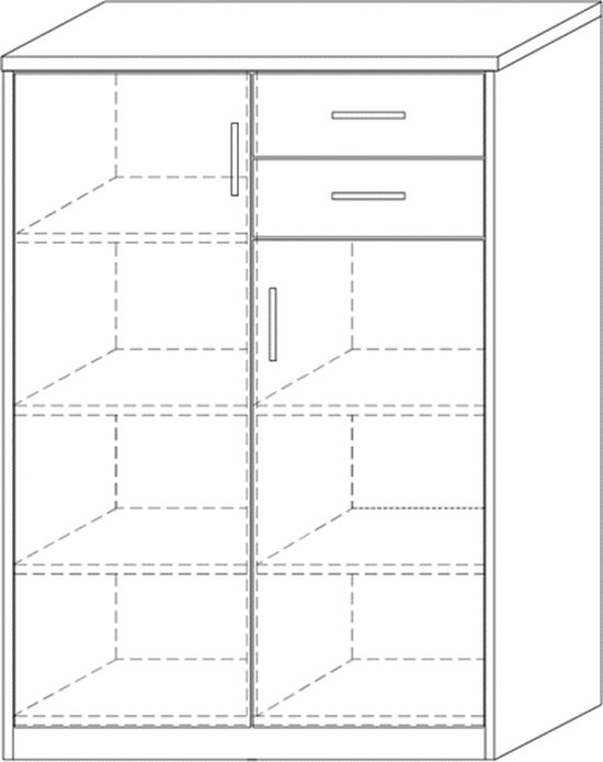 Commode 'Spacio' 2 deuren 2 laden Wit, , Spaanderplaat, ABS boorden en decor