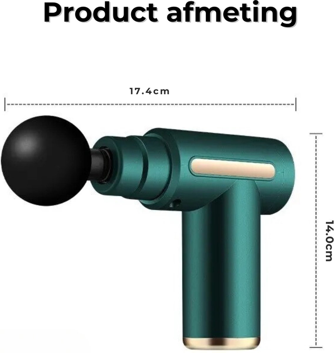 Afbeelding 2 van Massage Gun Professioneel – Massagepistool met LED-Scherm - Mini Massage Gun – Mulitfunctioneel Massage Apparaat – Makkelijk te Gebruiken – Meerdere Intensiteitsniveaus- Groen