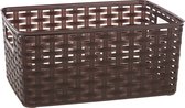 Panier de rangement Plasticforte - Panier de placard - plastique rotin - marron chocolat - 6 Litres - 19 x 29 x 13 cm