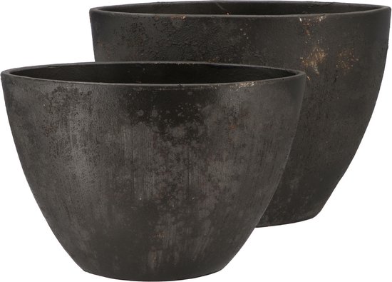DK Design Bloempot Maya - verweerd zwart - D25 x H16 cm - rustiek
