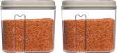 Plasticforte Voedselcontainer strooibus - 2x - beige - 1000 ml - kunststof - voorraadpotten