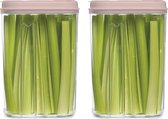 Plasticforte Voedselcontainer strooibus - 2x - lichtroze - 1500 ml - kunststof - voorraadpotten