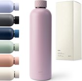 Roestvrijstalen waterfles, 1 liter, 500 ml, lekvrije thermosfles 1 l, geschikt voor koolzuurhoudende dranken, thermosfles, esthetische waterfles, metalen fles, thermosfles, BPA-vrij