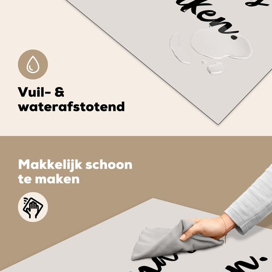 KitchenYeah® Inductie beschermer 78x78 cm - Quote - Oma's keuken - Taupe - Kookplaataccessoires - Afdekplaat voor kookplaat - Inductiebeschermer - Inductiemat - Inductieplaat mat