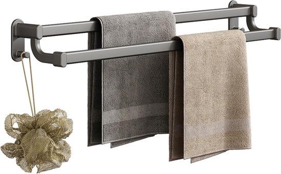 Handdoekhouder zonder boren - Handdoekhouder Wand met 2 Haken