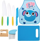 Qwali Blue Kindermessen Set - Veilig - Inc. snijplank - Kinder - bestek - Messen Kind - Keuken - Speelgoed