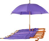 Voordelpak: Set van 10 Paarse Paraplu's - Automatisch Uitklapbaar - Ø 98 cm Paraplu met Houten Handvat - Windproof - Waterdicht