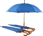 Set van 6 Automatische Volwassen Paraplu's - 102 cm Diameter - Blauw | Houten Look Handvat | Windproof