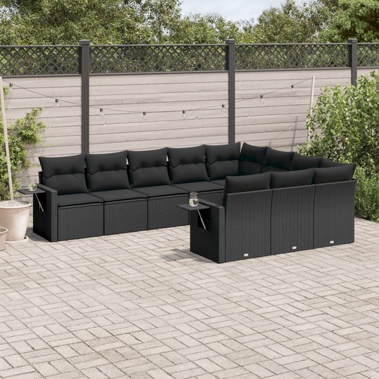 vidaXL-10-delige-Loungeset-met-kussens-poly-rattan-zwart