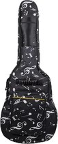 Waterdichte Oxford-gitaartas, 40/41 inch tas, muziekpatroon, nylon, gigbag, elektrische gitaartas, akoestische gitaar en concertgitaren, schokbestendig, 8 mm gewatteerd, waterdicht (zwart), zwart