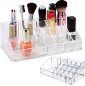 Make-up organizer - Transparant - 12.5 x 21.5 x 7.8 cm - Verschillende vakken in verschillende grootte