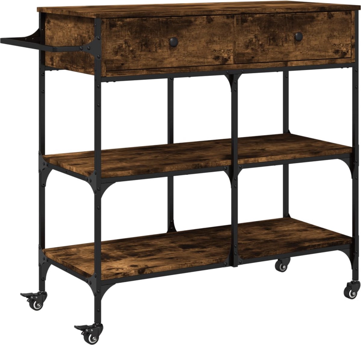 vidaXL - Keukentrolley - 105x42x95 - cm - bewerkt - hout - gerookt - eikenkleurig