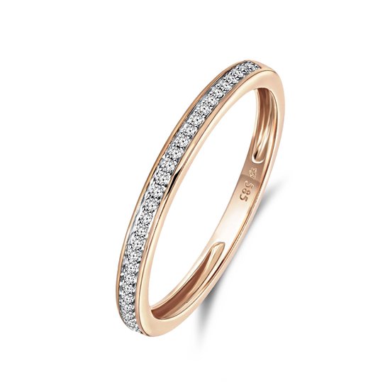 Lucardi - Dames Railring 29 diamanten 0,08ct - Ring - Cadeau - 14 Karaat Goud