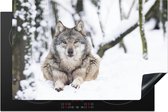 KitchenYeah® Inductie beschermer 80.2x52.2 cm - Wolf - Sneeuw - Boom - Kookplaataccessoires - Afdekplaat voor kookplaat - Inductiebeschermer - Inductiemat - Inductieplaat mat