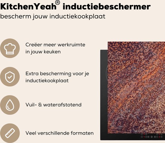 KitchenYeah® Inductie beschermer 77x51 cm - Roest print - Patronen - Abstract - Kookplaataccessoires - Afdekplaat voor kookplaat - Inductiebeschermer - Inductiemat - Inductieplaat mat