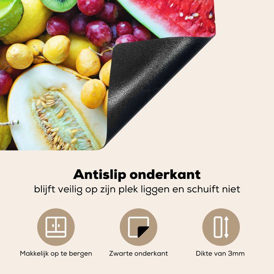 KitchenYeah® Inductie beschermer 77x51 cm - Fruit - Ananas - Tropisch - Kookplaataccessoires - Afdekplaat voor kookplaat - Inductiebeschermer - Inductiemat - Inductieplaat mat