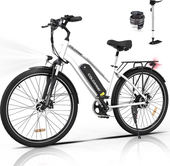 Colorway Elektrische Fiets BK27 - Trendy 28 Inch City Commuter EBike met Afneembare 36V 15Ah Lithium Batterij - Mountain E-Bike met 250W Motor - 7 Versnellingen - IP54 Waterdicht van Colorway — afbeelding 2