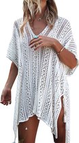 Geweo Robe de plage - Bikini cover up - Robe au crochet - Robe de plage - TAILLE UNIQUE - Wit