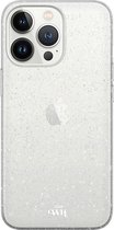 xoxo Wildhearts siliconen glitter hoesje - Sparkle Away Transparent - Siliconen hoesje geschikt voor iPhone 15 Pro Max - Shockproof case met glitters - Glitter hoesje transparant