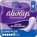 Verpakking Always Discreet Long Plus, Extra Betrouwbaar, 8 verbanden.