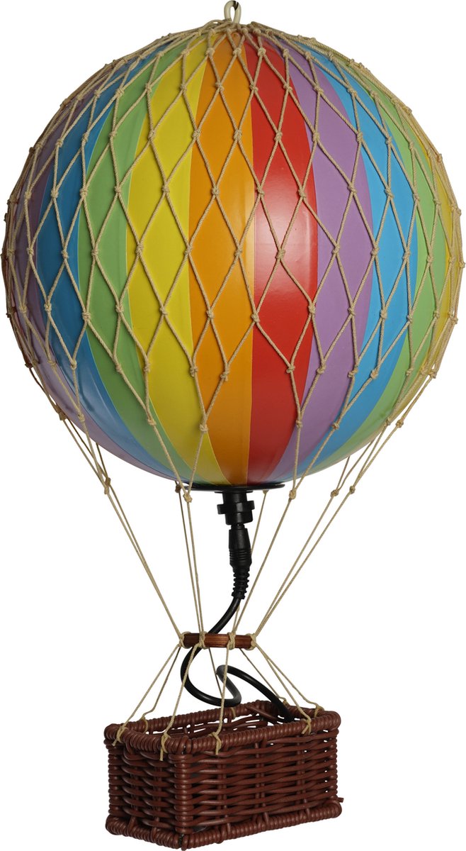 Authentic Models - Luchtballon Travels Light - Luchtballon decoratie - Kinderkamer decoratie - Regenboog LED - Ø 18cm