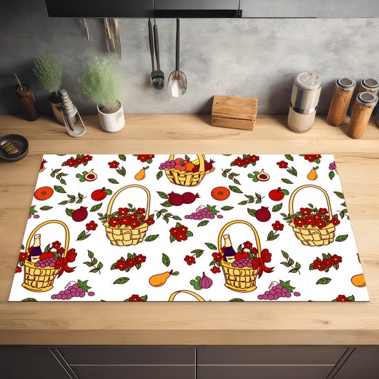 KitchenYeah® Inductie beschermer 89.6x51.6 cm - Mand - Fruit - Patronen - Kookplaataccessoires - Afdekplaat voor kookplaat - Inductiebeschermer - Inductiemat - Inductieplaat mat