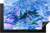 KitchenYeah® Inductie beschermer 81.2x52 cm - Abstracte blauwe varens - Kookplaataccessoires - Afdekplaat voor kookplaat - Inductiebeschermer - Inductiemat - Inductieplaat mat