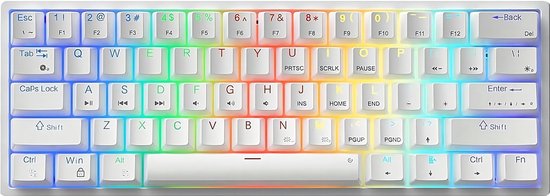AULA F3261 - Bedrade Gaming Toetsenbord - Mechanisch - Full RGB - 61keys - Red switch - Hot swap - Qwerty Toetsenborden - Wit