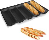 Baguettepan, geperforeerde siliconen broodvorm met antiaanbaklaag, 5 sleuven, bakplaat voor stokbrood (17,7 x 13,4 x 1,4 inch)