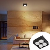 LED's Light Cube LED Plafondlamp - 4 lichtpunten - Draaibaar licht - Staal - 20 x 20 cm - Zwart
