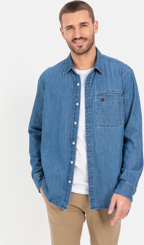 Camel active Denim Shirt van puur katoen - blauw