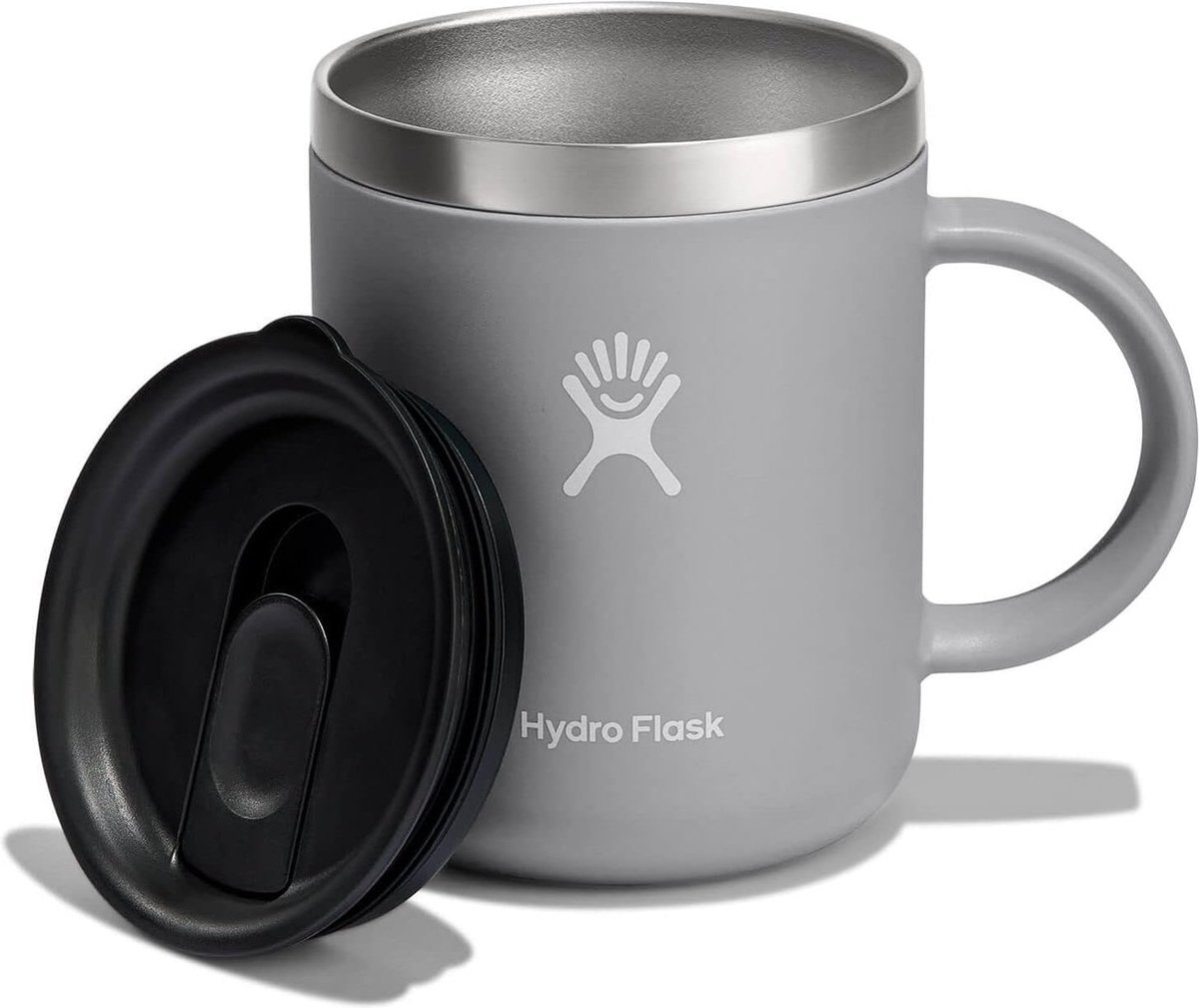 Koffiemok 354 ml (12 oz) - Vacuüm geïsoleerde roestvrijstalen thermische mok - Geïsoleerde mok met handvat en plug-in deksel - Reismok - Vaatwasmachinebestendige koffiemok - Berk