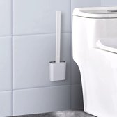 Siliconen toiletborstel met flexibele TPR-borstelharen, sneldrogend, 360 graden toiletreiniging, inclusief anti-druppel toiletborstelhouder, vloer- of wandmontage