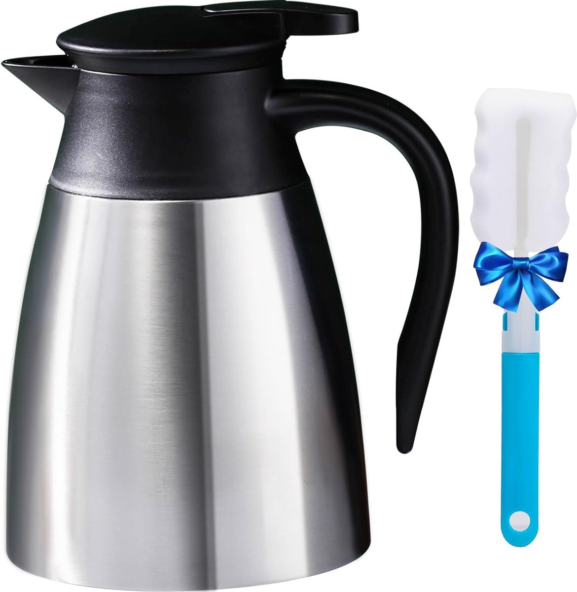 Thermische koffiekaraf 1000 ml, vacuümgeïsoleerde roestvrijstalen koffiethermosfles, koffiekaraffen om warme koffie en thee 12 uur/24 uur koud te houden