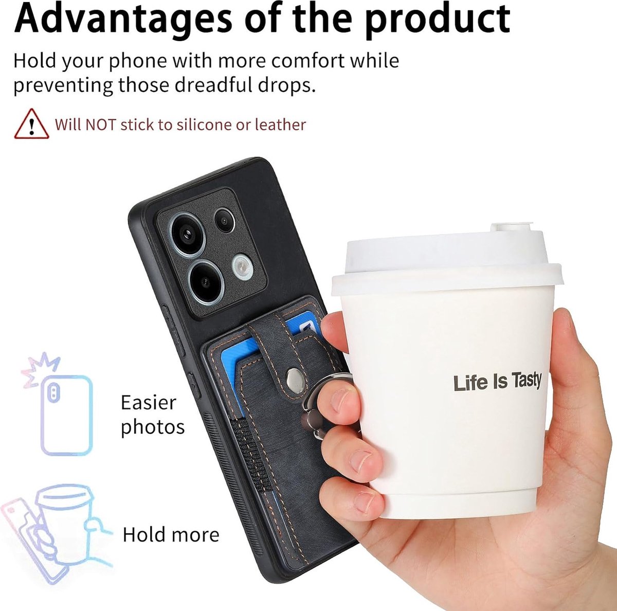 GOKEN Cover Portafoglio In Pelle Per Xiaomi Redmi Note 12 Pro Plus (Pro+) - Custodia Flip Con 2 Slot Carte E Portamonete, Supporto Magnetico E Stand - Nero