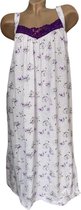 Dames katoenen nachthemd mouwloos met bloemenprint XL wit-paars