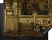 KitchenYeah® Inductie beschermer 77x59 cm - De Egyptische weduwe - Schilderij van Lourens Alma Tadema - Kookplaataccessoires - Afdekplaat voor kookplaat - Inductiebeschermer - Inductiemat - Inductieplaat mat